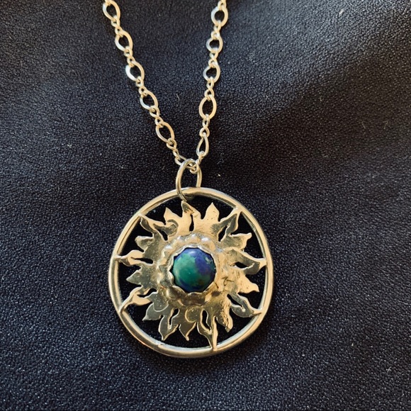 Sterling silver pendant w/ azurite malachite stone - Picture 7 of 8